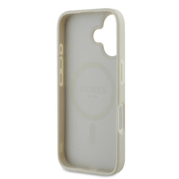 Guess Peony Script Logo MagSafe iPhone 16 Case - Hvid
