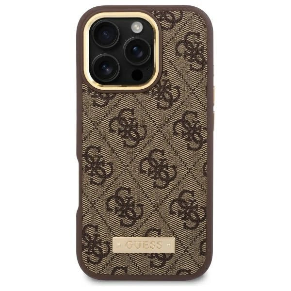 Guess 4G Logo Plate MagSafe Case til iPhone 16 Pro Max - Brunt