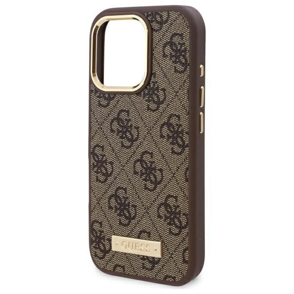 Guess 4G Logo Plate MagSafe Case til iPhone 16 Pro Max - Brunt