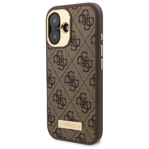 Guess 4G Logo Plate MagSafe iPhone 16 Plus Case - Brunt