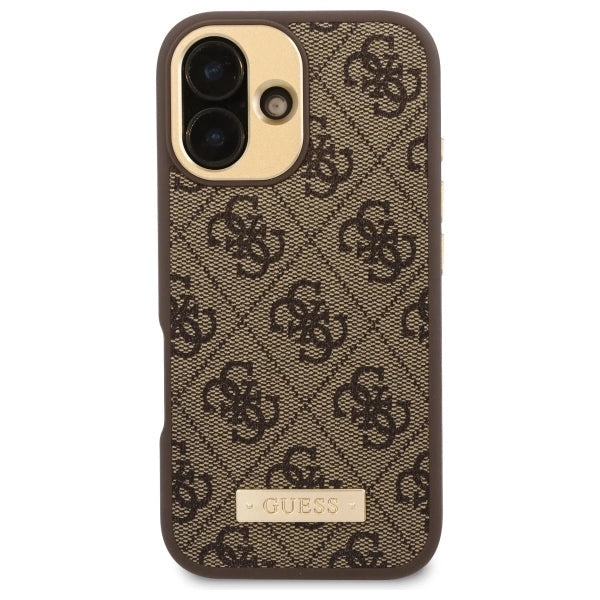 Guess 4G Logo Plate MagSafe iPhone 16 Plus Case - Brunt