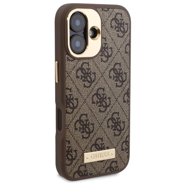 Guess 4G Logo Plate MagSafe iPhone 16 Plus Case - Brunt