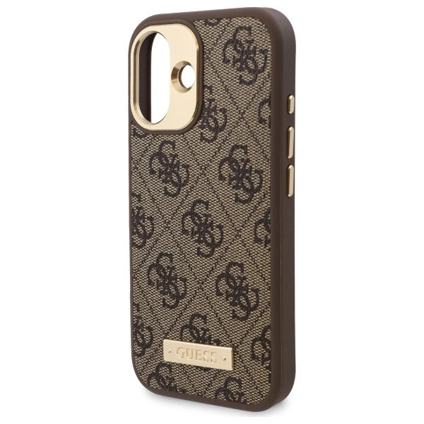 Guess 4G Logo Plate MagSafe iPhone 16 Plus Case - Brunt
