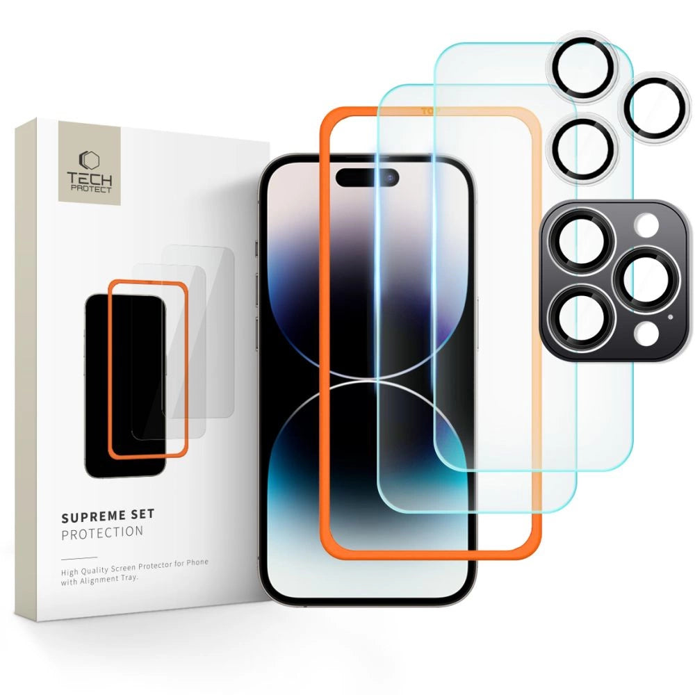 Tech-Protect Supreme Set af hærdet glas til iPhone 16 Pro Max - gennemsigtigt (3 stk.)