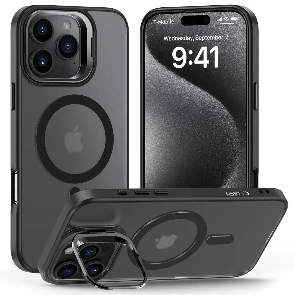 Tech-Protect MagStand MagSafe Case med stativ til iPhone 16 Pro - Halvt gennemsigtigt