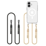 Tech-Protect FlexAir Chain MagSafe iPhone 16 Case - Clear + 2 Lanyards (Sort & Taupe)