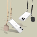 Tech-Protect FlexAir Chain MagSafe Case til iPhone 16 Pro - Clear + 2 Lanyards (sort og taupe)