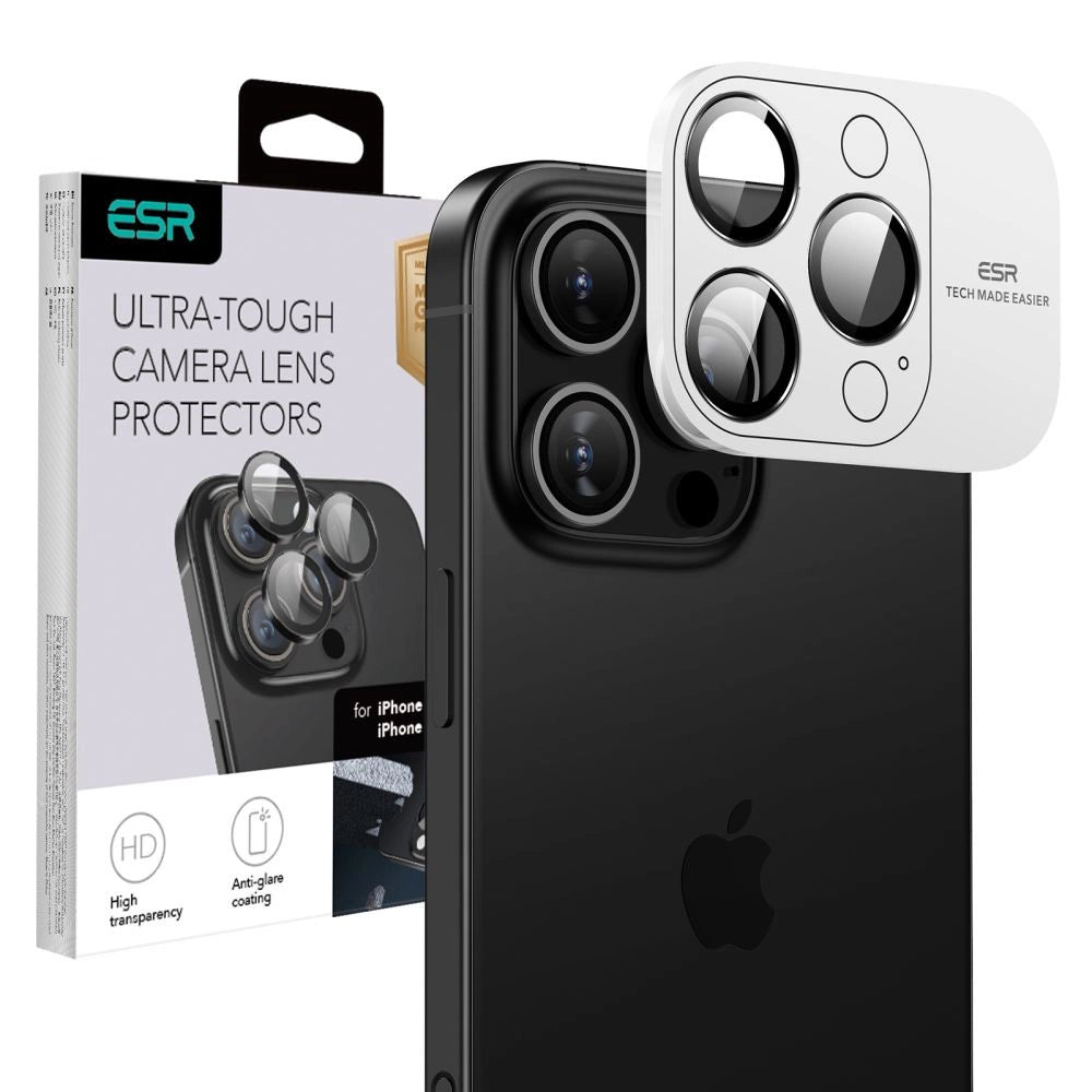 ESR Armorite hærdet glas til iPhone 16 Pro / 16 Pro Max kamera - sort