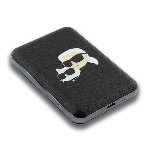 Karl Lagerfeld Powerbank induktiv KLPB5FPGKSKCHK 16W 5000mAh sort/sort Karl&Choupette Head Pin MagSafe