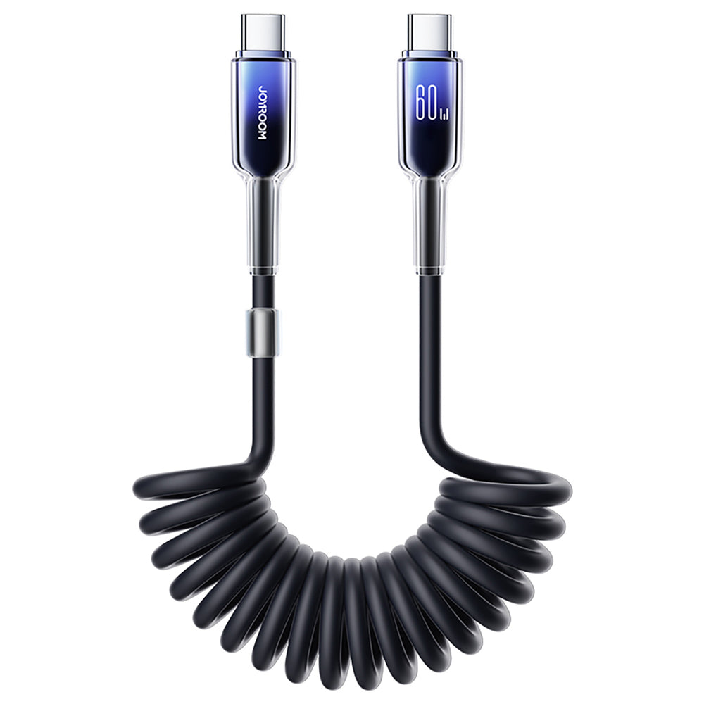 Joyroom S-A43 Crystal-Clear Series 60W USB-C - USB-C spiralkabel 1,5 m - sort