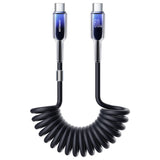 Joyroom S-A43 Crystal-Clear Series 60W USB-C - USB-C spiralkabel 1,5 m - sort