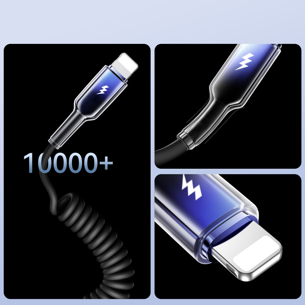 Joyroom S-A43 Crystal-Clear Series 3A USB-A - Lightning spiral cable 1.5m - black