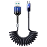 Joyroom S-A43 Crystal-Clear Series 3A USB-A - USB-C spiralkabel 1,5 m - sort