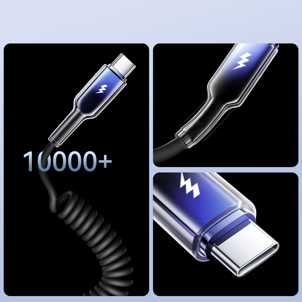 Joyroom S-A43 Crystal-Clear Series 3A USB-A - USB-C spiralkabel 1,5 m - sort
