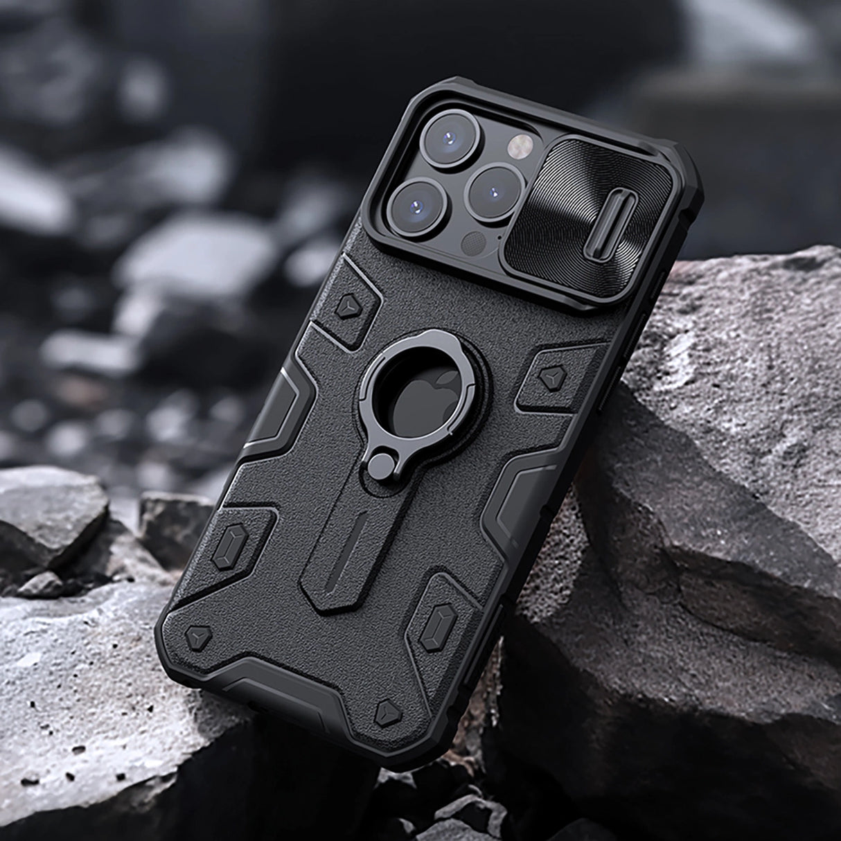 Nillkin CamShield Armor Case til iPhone 15 Pro Max - sort