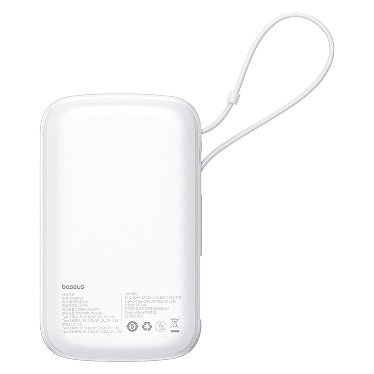 Baseus Qpow Pro+ Power Bank 22.5W 10000mAh USB-C - Hvid