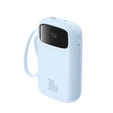 Baseus QPow 2 30W 10000mAh Power Bank with Built-in USB-C Cables - Blue