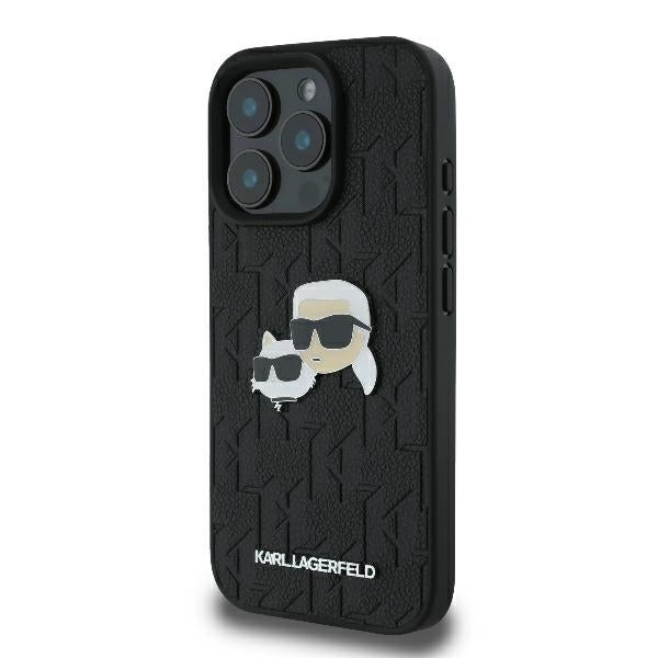 Karl Lagerfeld Monogram Karl & Choupette Head Pin iPhone 16 Pro Case - sort
