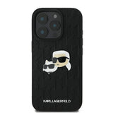 Karl Lagerfeld Monogram Karl & Choupette Head Pin iPhone 16 Pro Case - sort