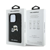 Karl Lagerfeld Monogram Karl & Choupette Head Pin iPhone 16 Pro Case - sort