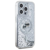 Karl Lagerfeld Liquid Glitter Karl & Choupette Head Magsafe iPhone 15 Pro Case - Clear