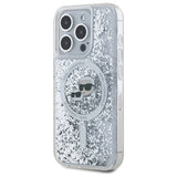 Karl Lagerfeld Liquid Glitter Karl & Choupette Head Magsafe Case for iPhone 15 Pro Max - Clear