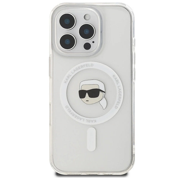 Karl Lagerfeld IML Metal Karl Head MagSafe Case for iPhone 16 Pro - White