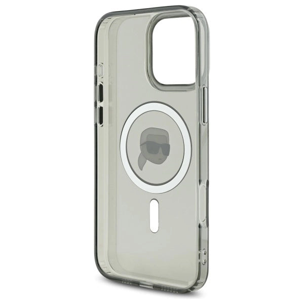 Karl Lagerfeld IML Metal Karl Head MagSafe iPhone 16 Pro Case - Black