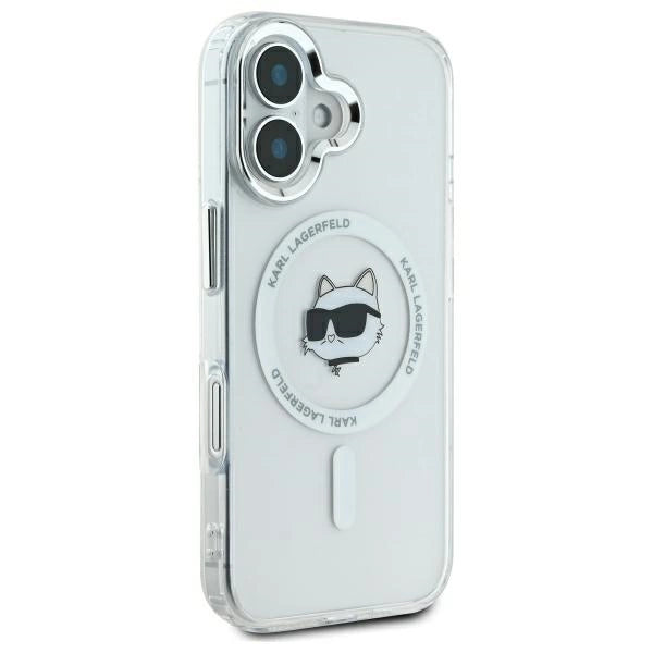 Karl Lagerfeld IML Metal Choupette Head MagSafe case for iPhone 16 Plus - white
