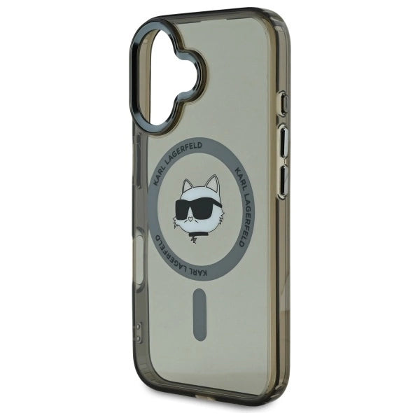 Karl Lagerfeld IML Metal Choupette Head MagSafe iPhone 16 Plus Case - Black