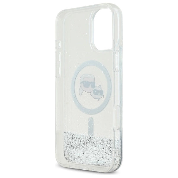 Karl Lagerfeld Liquid Glitter Karl & Choupette Head Magsafe iPhone 16 Plus Case - Clear