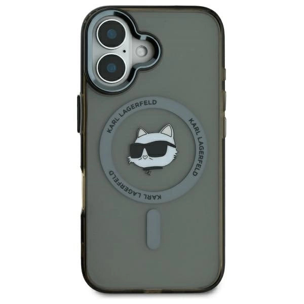 Karl Lagerfeld IML Metal Choupette Head MagSafe iPhone 16 Case - Black