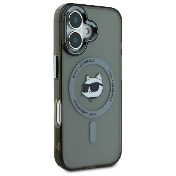 Karl Lagerfeld IML Metal Choupette Head MagSafe iPhone 16 Case - Black