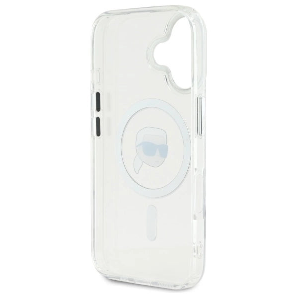 Karl Lagerfeld IML Metal Karl Head MagSafe iPhone 16 Case - White