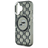 Karl Lagerfeld IML Monogram Karl & Choupette Head MagSafe iPhone 16 Case - Black