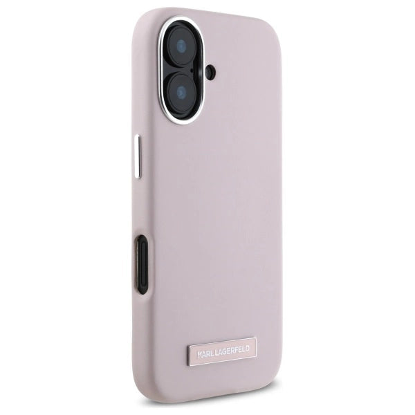 Karl Lagerfeld FW Metal Plate MagSafe iPhone 16 Case - Pink