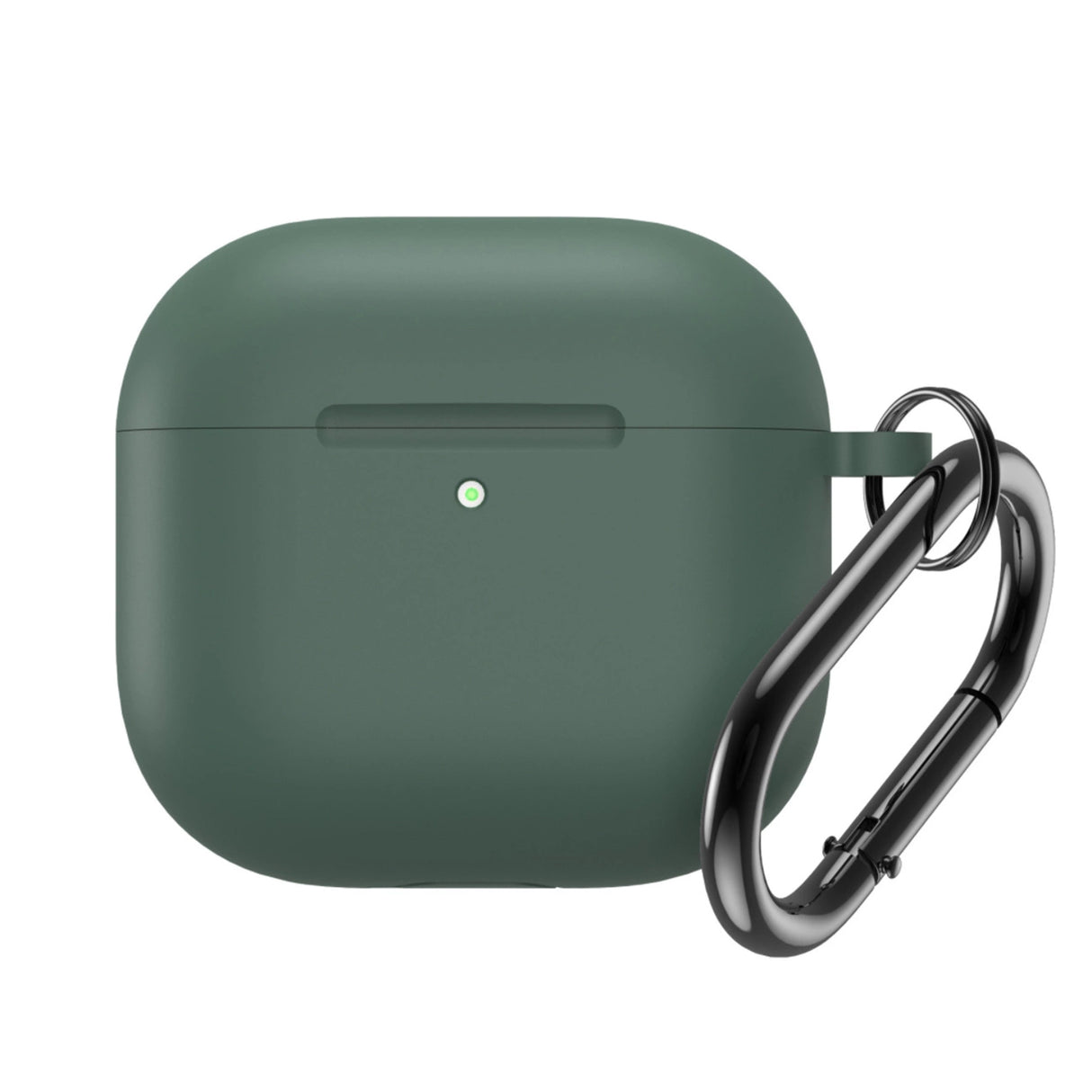 Silicone Case for Airpods 4 med Carabiner - Grøn