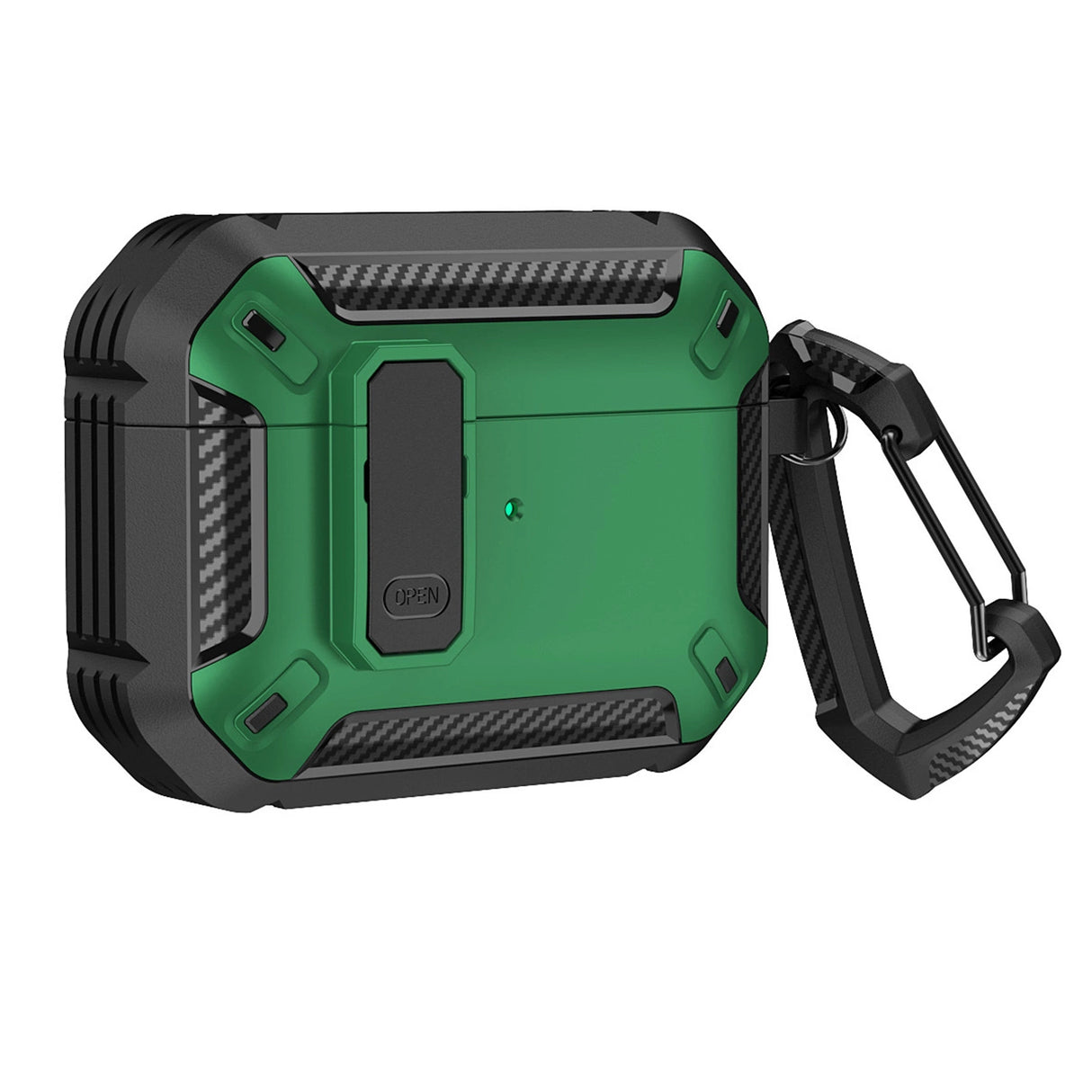 Airpods 4 Armor Case med Carabiner - Grøn