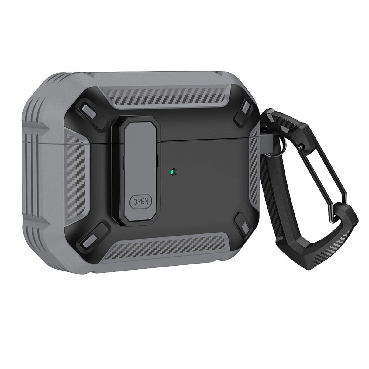Airpods 4 Armor Case med Carabiner - Grå