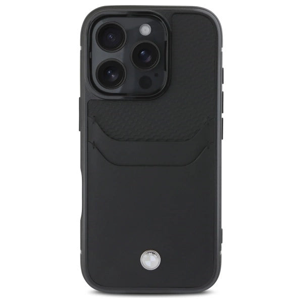 BMW Sign Læder Cardslot Case til iPhone 16 Pro Max - sort