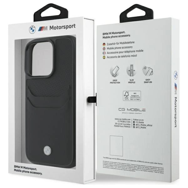 BMW Sign Læder Cardslot Case til iPhone 16 Pro Max - sort
