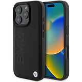 BMW læder Hot Stamp iPhone 16 Pro Max Case - sort