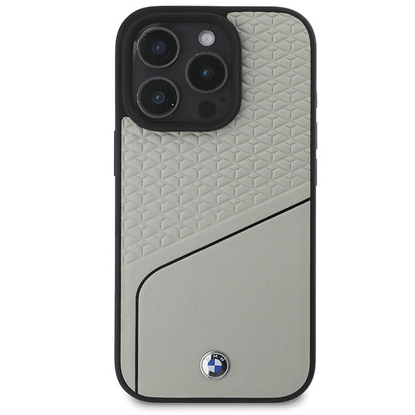 BMW Sign Leather Textured og Line MagSafe iPhone 16 Pro Case - Grå