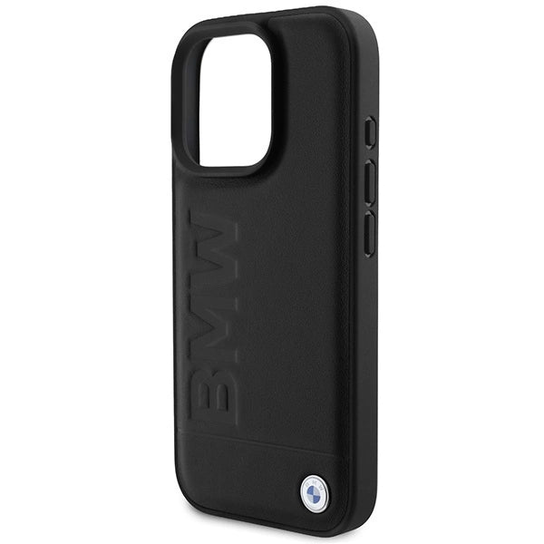 BMW læder Hot Stamp MagSafe iPhone 16 Pro Case - sort