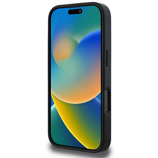 DKNY-kasse med rækker og trykte striber til iPhone 16 Pro - sort