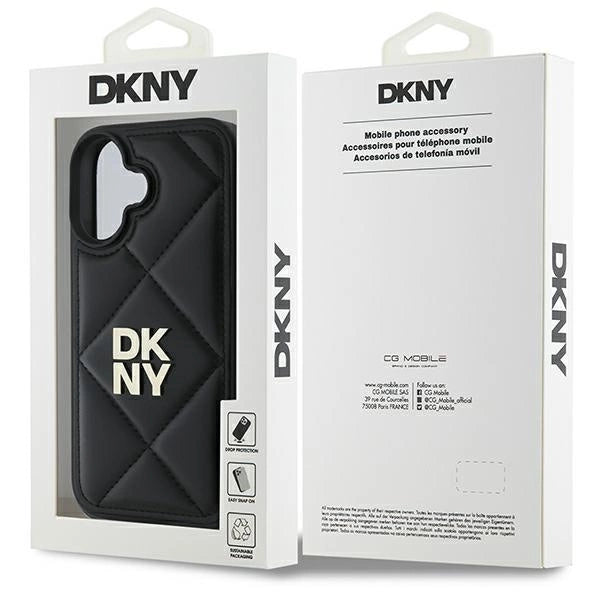 DKNY Quilted Stack Logo iPhone 16 Case - sort