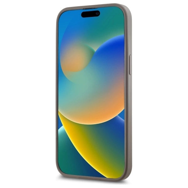 MagSafe iPhone 14 Pro Max-kasse af DKNY læder med krydsede mono mønstre - beige