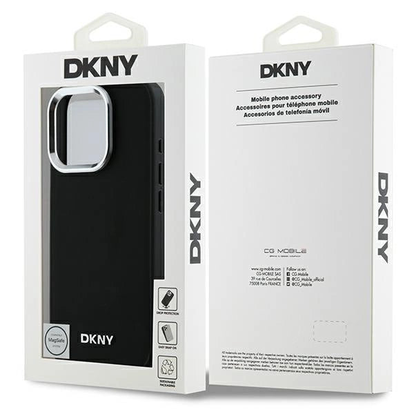 DKNY Plain Silver Logo MagSafe iPhone 16 Pro Case - sort
