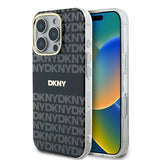 DKNY Repeat Texture Pattern med Stripe-kasse til iPhone 16 Pro Max - sort