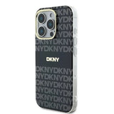 DKNY Repeat Texture Pattern med Stripe-kasse til iPhone 16 Pro Max - sort